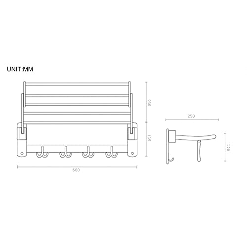 Porte-serviettes mural en acier inoxydable 60cm de qualité supérieure - 4