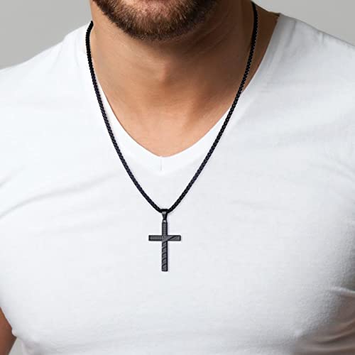 Cross-Necklaces-Gifts-for-Brother-SilverBlack-Cross-Necklace-Cuban-Chain-Cross-Pendant-Necklace-for-Men-Fathers-Day-Christmas-Gift-for-Brother