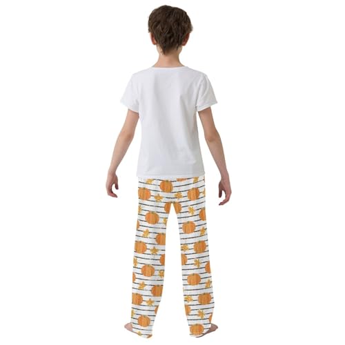 Boys' Pants Pumpkins with Black Stripes Maple Leaf Long Bottoms Jogger Pants Elastic Waist Trousers with Pockets S-XL3
