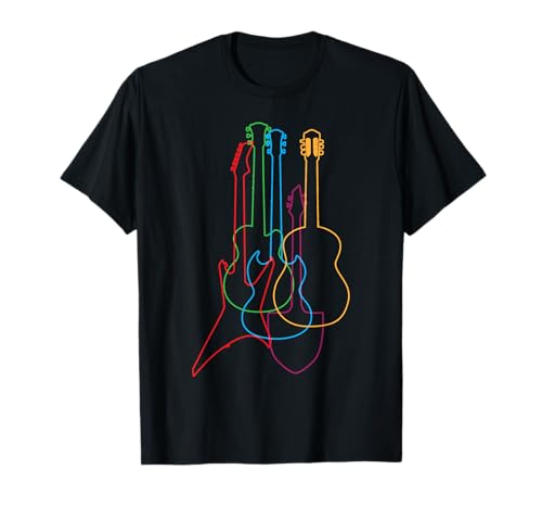 UAB KIDKIS Colored Guitars Electric Acoustic Classical Gift T-Shirt - Black - S - Unisex -...