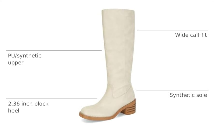 Image of ZJGZF Womens Banana Knee High Boots Square Toe Comfortable Boots Block Heel Riding Boots Wide Calf Tall Boots