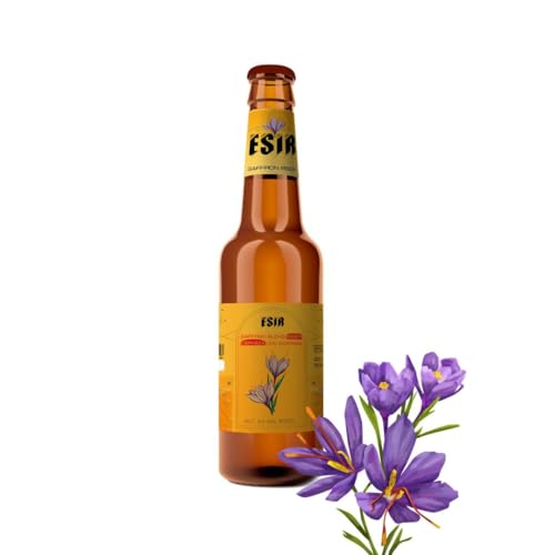 Cerveza de Azafrán ESIR: Cerveza artesanal premium con infusión de azafrán | Suave, aromática y dorada | Botella de 330 ml (Pack de 6)