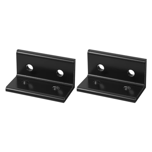 uxcell 4080 Aluminum Extrusion Profile Corner Bracket, 4 Holes L-Shape Black Bracket, Right Angle Joint Connectors, 2 PCS