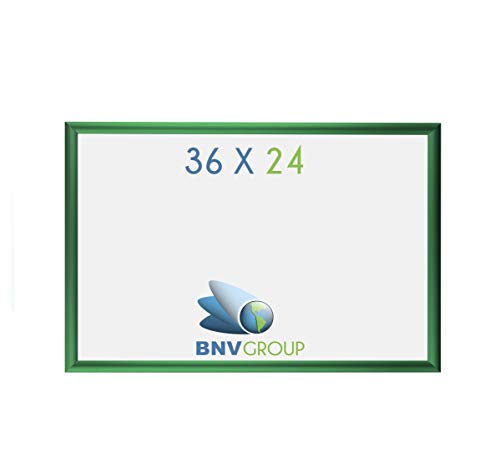 Bnv Aluminum Front Load Snap Poster/Picture Frame, Green, 24X36 Inches, 1'' Profile, Wall Mounting, Portrait And Landscape Mode, Easy Installation, Anti-Glare, Pvc Cover, Lightweight #TOP3