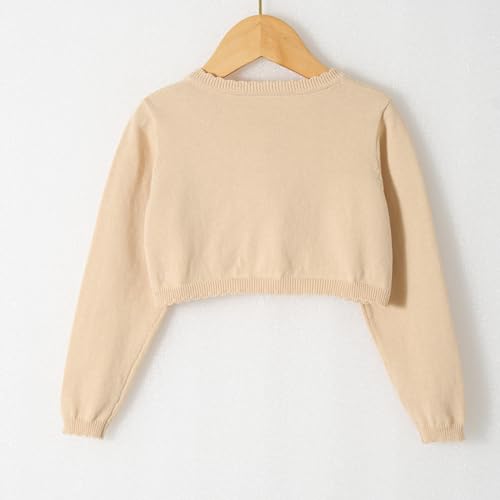 Image of Miipat Toddler Girls Cardigan Long Sleeve Bolero Shrug Kids Knit Sweater Cover Up Button Closure Cropped Tops