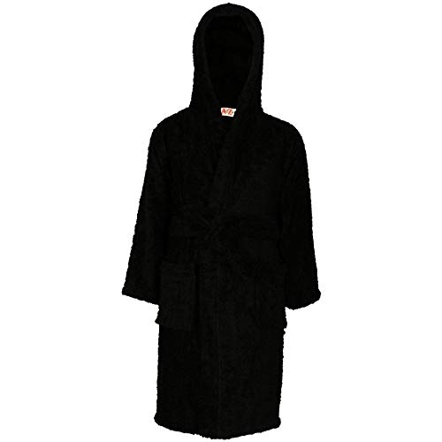 A2Z 4 Kids Unisex Terry Towel Robe 100% Cotton Dressing Gown - Towel Bathrobe Black 11-12. #TOP8