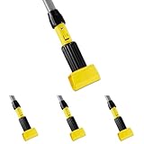 Rubbermaid Commercial Products Gripper Wet Mop Handle, 54-Inch Fiberglass, Heavy Duty Mop for Industrial/Household Floor Cleaning, Quick Change Mop Head (Pack of 4)