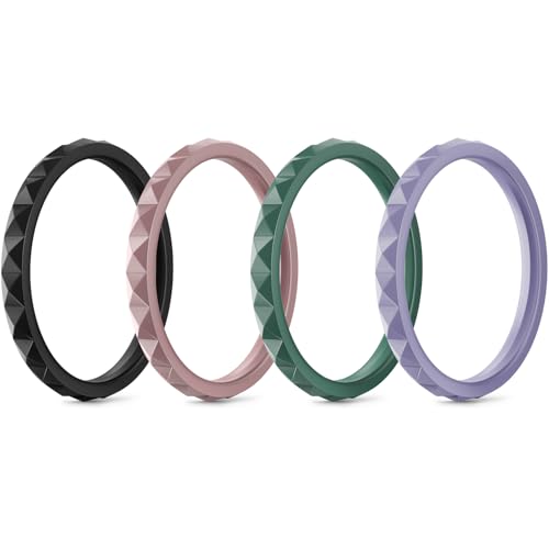 Image of Egnaro Silicone Wedding bands women:2.5mm Wide - 2mm Thick Gold and Silver Rubber Rings with Half Size,4-8 Variety Multipack