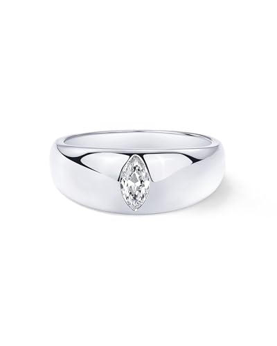 Pavoi 14K Gold Plated Chunky Dome Statement Ring For Women | Marquise Cubic Zirconia Dome Ring | Thick Stackable Bands thumb #4