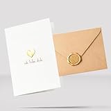 Ich liebe Dich Karte mit Gold Herz veredelt - Klappkarte Liebeskarte Valentinstag Hochzeitstag Antrag Liebesbrief mit Umschlag und Siegel-Aufkleber