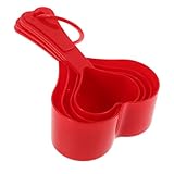 LALAFINA 4pcs Heart Measuring Cups: Plastic Measuring Spoons Set - Multi-Purpose Cute Spoons for Dry and Liquid Ingredients Home Use