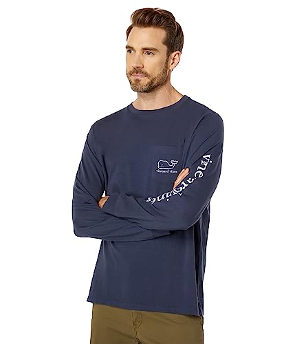 Image of vineyard vines Men's Long Sleeve Vintage Whale Pocket T-Shirt