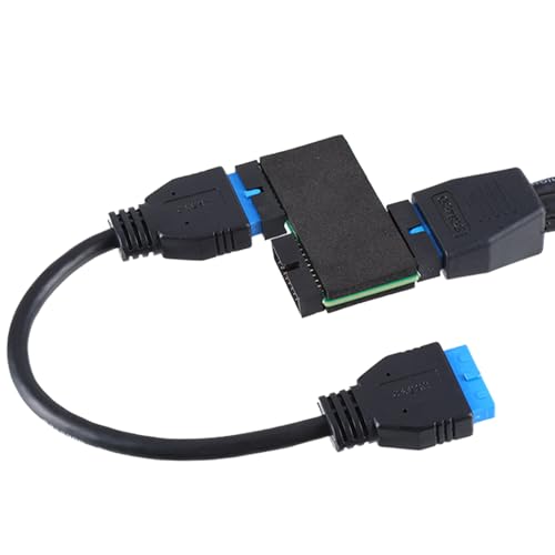 Aicharynic Motherboard USB3.0 19PIN Splitter, USB Frontpanel Kabel, 1 zu 2 Verl&auml;ngerungskabel Modularer Aufbau USB 30 20-Pin Header HUB High Speed Splitter Kabel mit Chip f&uuml;r Personal Computer (20CM)