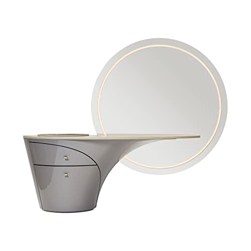 Escritorio de maquillaje con cajones, elegante tocador para dormitorio, escritorio compacto, diseño moderno para artículos esenciales de belleza y accesorios