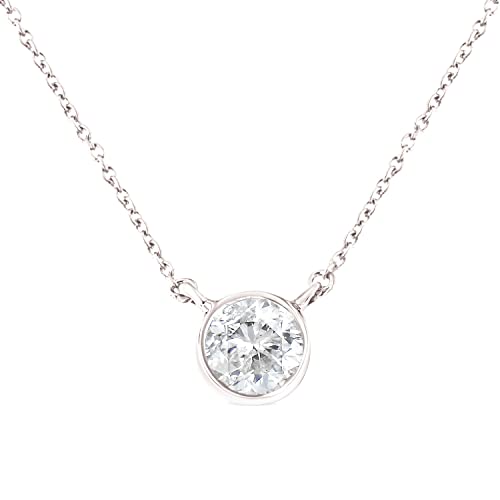 Haus of Brilliance .925 Sterling Silver 1/2 Cttw Diamond Bezel 18" Pendant Necklace (I-J Color, I2-I3 Clarity)