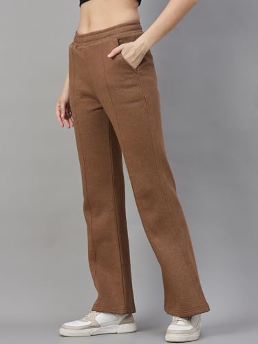 Image of 98 Degree North Women Flared Fleece Track Pants-GL1315-ALMOND