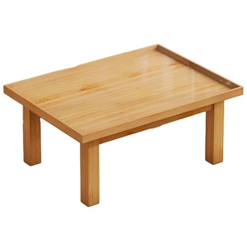 Bamboo Tea Coffee Table Japanese Style Rectangular Low Table for Bed & Floor, Tatami Meditation Table Small Snack Table Support 80kg(60cm)
