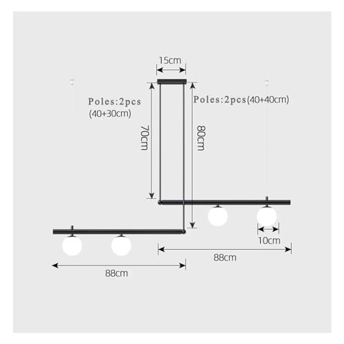 Lustre moderne suspendu noir avec abat-jour en verre pour luminaire intérieur