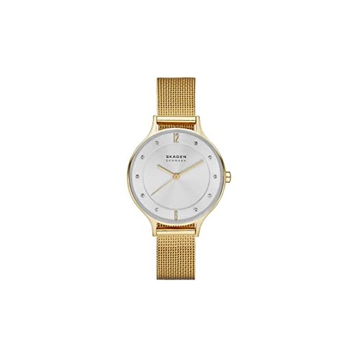 Skagen Anita Lille reloj para mujer, movimiento de cuarzo con correa de acero o piel, Tono oro y blanco, 30MM