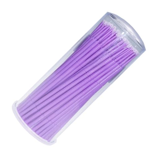 MUSISALY 100pcs Purple Plastic Nylon Linter Micro Brush Applicators for Eyelash Glue Remover