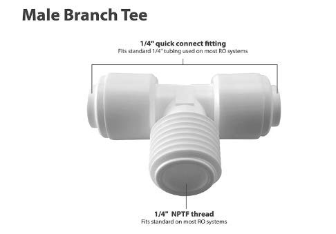 PureSecRO Tubing/Pipe/Hose Connector 1/4 Male Branch Tee Male Threaded Tube Adapter for RODI System (10, 1/4"OD*1/4"OD*1/4"Male Thread)
