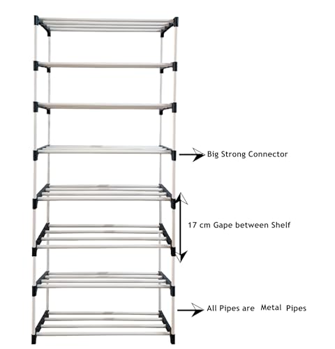 Image of CMerchants Multipurpose Collapsible Metal Shelf Wardrobe 7 Layer (Black)