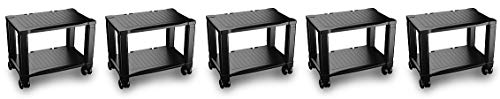 Home-Complete Printer Stand-2-Tier Under Desk Table for Fax, Scanner, Printer, Office Supplies-Compact and Mobile with Wheels for Portable Storage (5-(Pack))