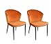 Meubletmoi Lot de 2 chaises Velours Orange piétement métal Noir -Design Moderne Classique Chic - Lucy