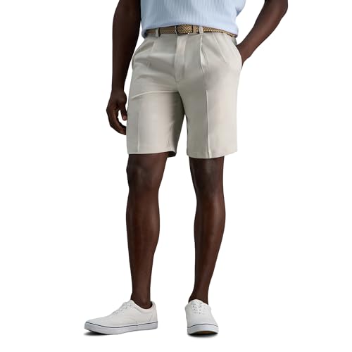 Haggar Mens Cool 18 Pro Straight Fit Stretch Solid Pleat Front Short String 36