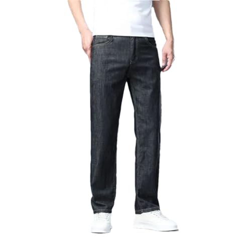 Mens Denim Pants Straight Breathable Business Casual Lightweight Denim Pants