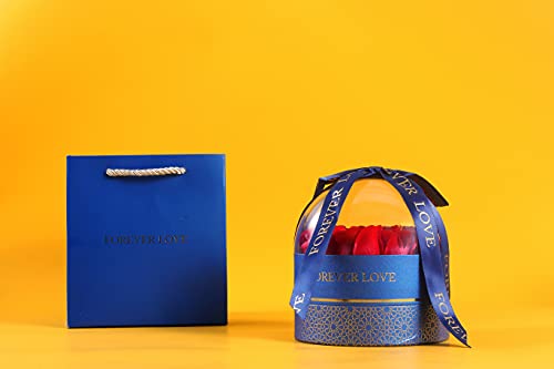 Savon de Fleur sous Cloche Boîte Ronde Rose Artificielle et Cire Végétale Naturelle Aromathérapie Bain Cadeau pour Noël, Anniversaire, Saint Valentin, Fête de mêre, Noël Cover