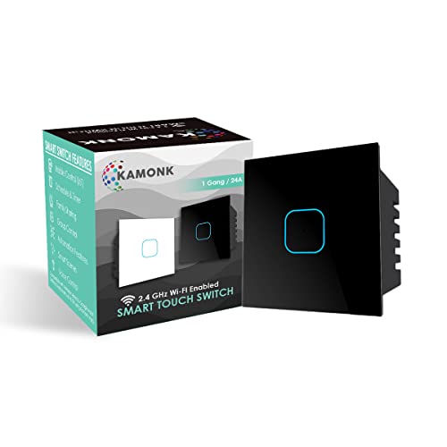 KAMONK Smart Touch Switch 1 Gang 24A, Wi-Fi, Black - Image 2