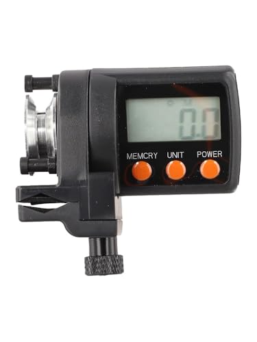 URPIZY Contador digital de línea de pesca de 999,9 m, pantalla ajustable, con medición de alta precisión y resistente al desgaste, mesa giratoria de aleación, para carretes giratorios