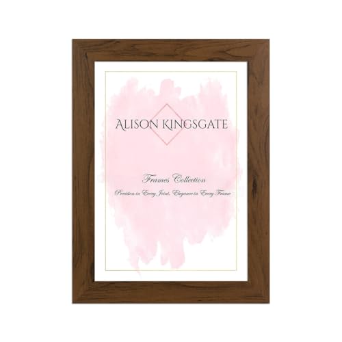 Alison Kingsgate Modern 12X10 Walnut Picture Frames- Engineered Wood Photo Frame with Shatterproof Perspex Front- Ideal for Posters, Certificates & Artwork- Wall Mount or Tabletop Display