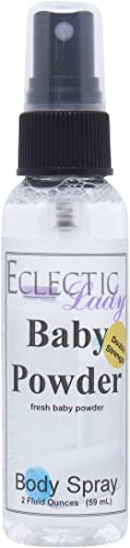 Eclectic Lady Baby Powder Body Spray, Double Strength, 2 ounces, Body Mist for Women with Clean, Light & Gentle Fragrance, Cologne with Soft, Subtle Aroma For Daily Use