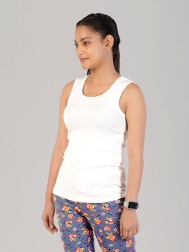 Image of Rupa Colors Playsure Solid 100% Combed Cotton Rib Fabric, Women's Standard Fit Tank Top, Sleeveless Pack of 1