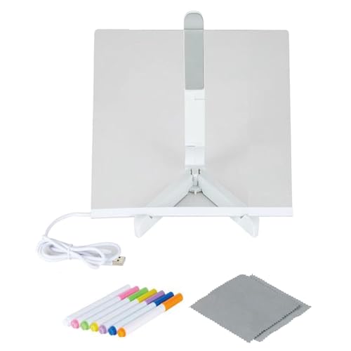 Pizarra blanca acrílica iluminada, organizador de escritorio de borrado en , superficie de escritura transparente de 11 pulgadas, reutilizable, versátil, con iluminación cálida, mensaje de oficina