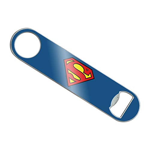 Superman Classic S Shield Logo Stainless Steel Vinyl Covered Flat Bartender Speed Bar Bottle Opener