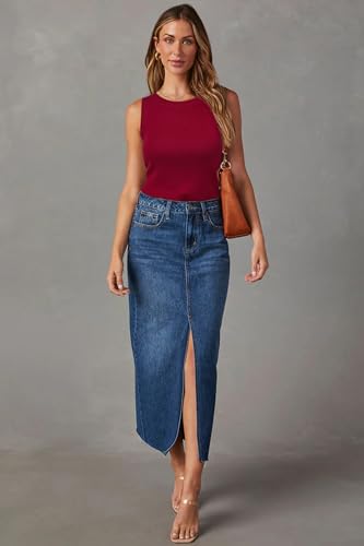 Arach&Cloz 2025 Womens Wool Blend Tank Tops Summer Fall Sleeveless Vest Crew Neck Soft Sweater Cute Fashion Dressy Business Casual Outfits Knit Trendy Work Teacher Clothes Burgundy Red XXL - 3