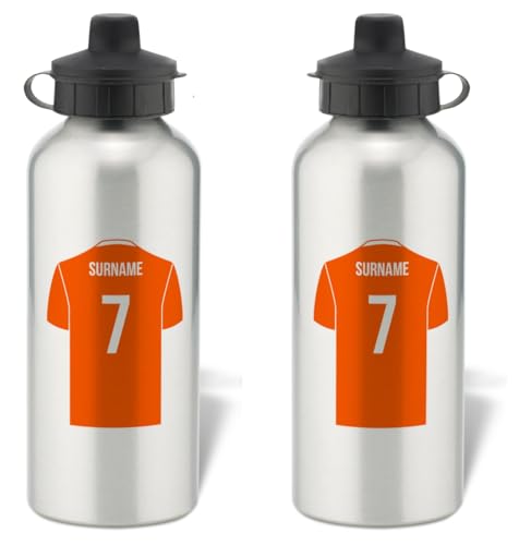 Botella de agua de aluminio personalizada con diseño de camiseta de fútbol para los aficionados de Blackpool FC - 600ml - Silver Botella