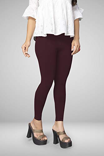 Image of Women's Cotton Skinny Leggings with Ankle Length Solid Pattern Mid Rise and Elastic Closure | Cotton Skinny Leggings for Womens