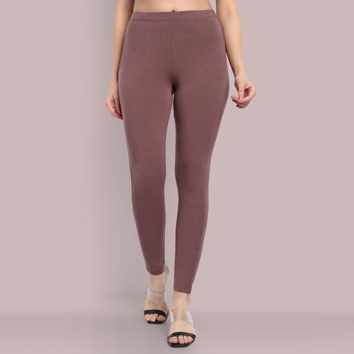 Image of ONE SKY Women Full Length Leggings | Cotton Modal Spandex Blend | High Waist Stretchable & Bio-Washed Fabric | Colour-Lock Technology | Comfortable Leggings for Women