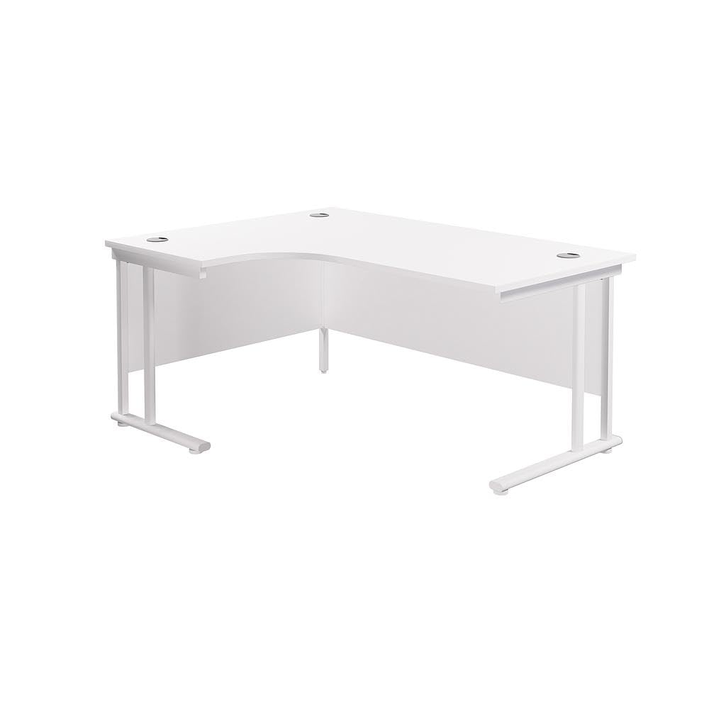 Office Hippo - L Shaped Office Desk 160 x 120cm. Large Corner Computer Desk For Home Office With Integrated Cable Ports, Ideal For Work, Study, Gaming And Hobby Workstation (White/White)