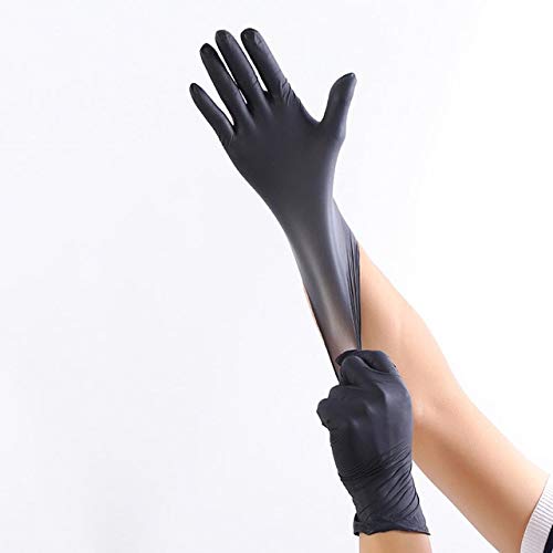 Guantes Desechables De Látex 100pcs, Guantes Protectores De Limpieza Doméstica/Procesamiento De Alimentos, Adecuados Para Uso Con La Mano Izquierda Y Derecha S Negro