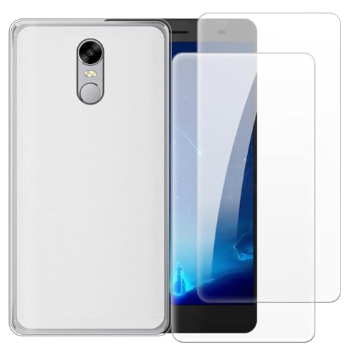 Shantime Coque avec 2 pièces Protection Compatible avec Bluboo Maya Max, Étui Antichoc + Verre Trempé pour Sécurité Totale(Blanc)