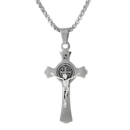 Collier Crucifix de Saint Benoît argent 925 pour homme : fini les bijoux fragiles