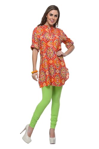 Image of Frenchtrendz Women's Cotton Spandex Stretchable Mid Rise Slim Fit Churidar Leggings Pull On