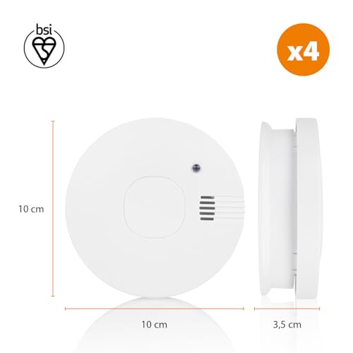 Smartwares 4er-Set Rauchmelder - 5 Jahre austauschbare Batterien - Schnelle und zuverlässige Erkennung - 85 dB - FSM-11754
