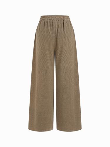 Image of CIDER Women Leopard Print Wide Leg Lounge Pants Sweatpants Elastic Waist Casual Trousers with Pockets