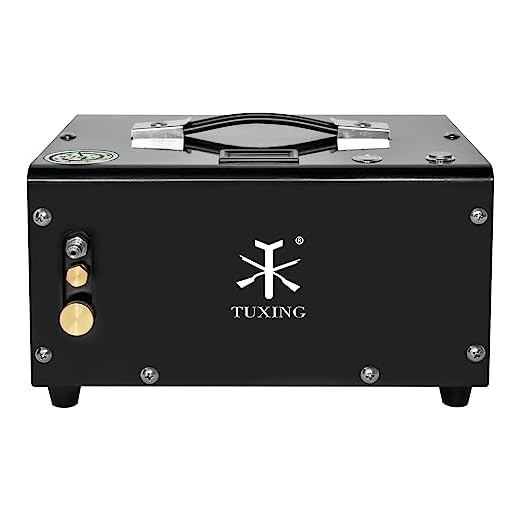 TUXING 300Bar 30Mpa, compresor portátil de 12 V para PC, sin aceite, alimentación de 12 V CC o 220 V CA para el hogar con adaptador, rifle de aire inflador para PC(TXET061-1)